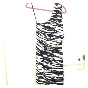 Navy Blue/White Vince Camuto One Shoulder Dress